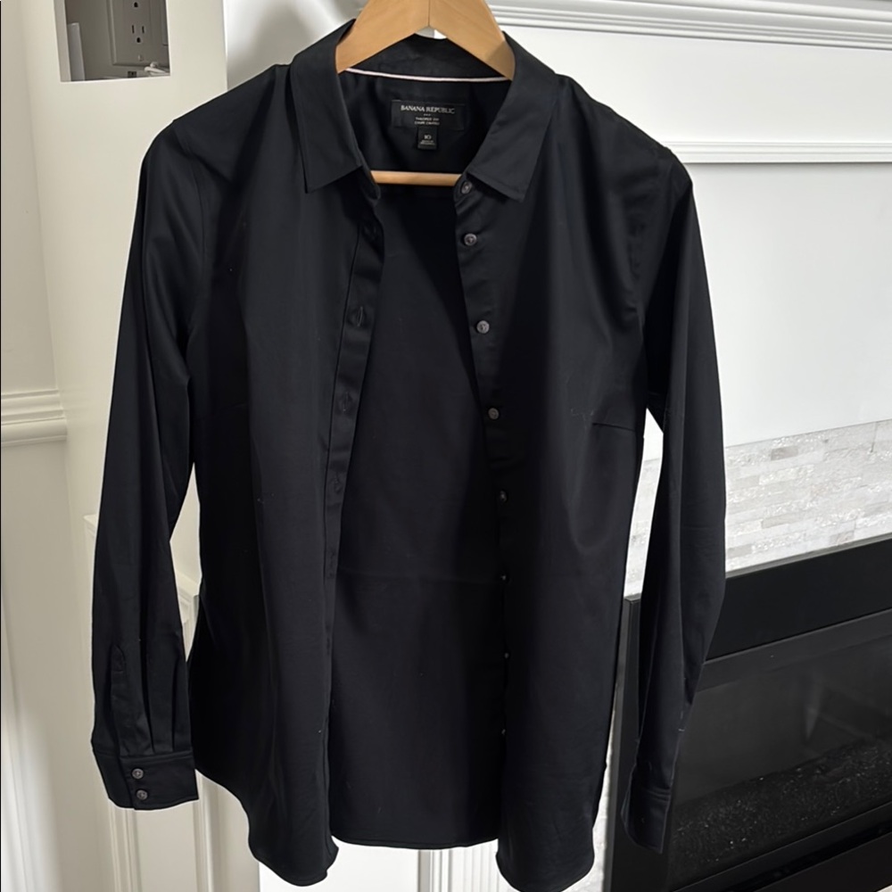 Banana Republic Black Button Down Shirt Formal Sleek Design